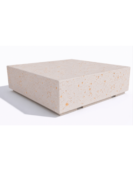 Panchina quadrata monoblocco in cemento calcestruzzo - colore Bianco travertino - cm 140x140x45h - Conforme ai CAM