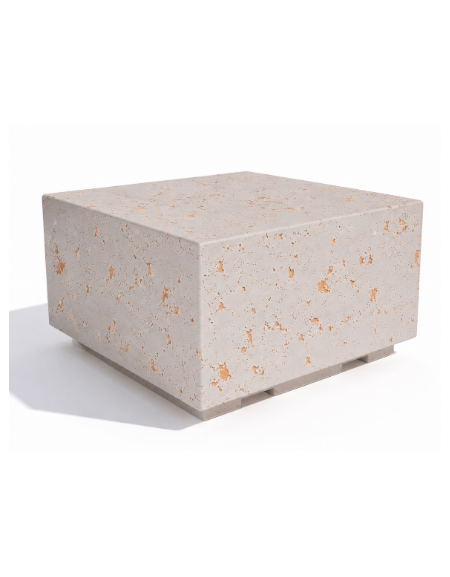 Panchina quadrata monoblocco in cemento calcestruzzo - colore Bianco travertino - cm 80x80x45h - Conforme ai CAM