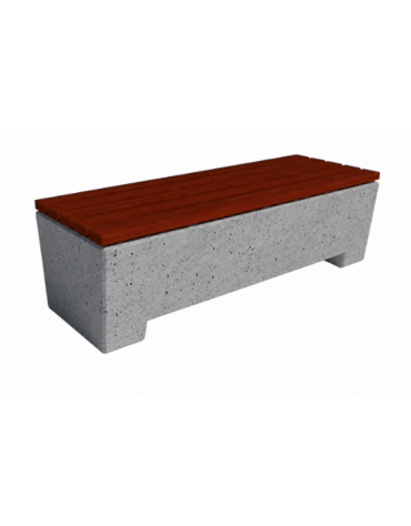 Panchina trapeziodale monoblocco in Cemento calcestruzzo con seduta in legno - colore Grigio pietra - cm 160x60x50h - CAM