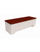 Panchina trapeziodale monoblocco in Cemento calcestruzzo con seduta in legno - colore Bianco pietra - cm 160x60x50h - CAM