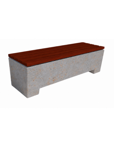 Panchina trapeziodale monoblocco in Cemento con seduta in legno - colore Grigio travertino - cm 160x60x50h - CAM