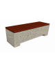 Panchina trapeziodale monoblocco in Cemento calcestruzzo con seduta in legno - colore Grigio sabbiato - cm 160x60x50h - CAM