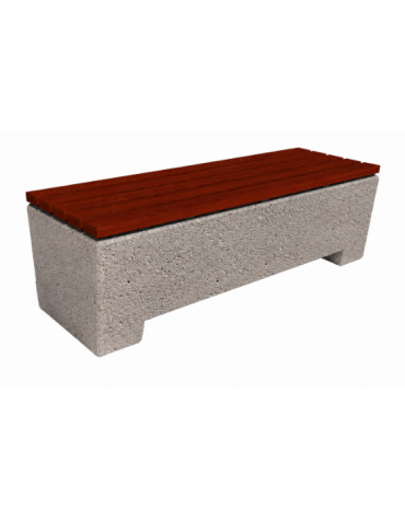 Panchina trapeziodale monoblocco in Cemento calcestruzzo con seduta in legno - colore Bianco sabbiato - cm 160x60x50h - CAM