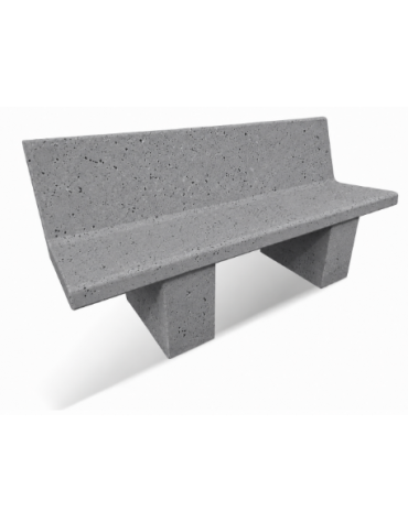 PANCHINA CON SPALLIERA IN CEMENTO CALCESTRUZZO PER ARREDO URBANO - COLORE GRIGIO PIETRA - CM 170x56x68H - Conforme ai CAM