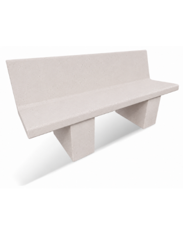 PANCHINA CON SPALLIERA IN CEMENTO CALCESTRUZZO PER ARREDO URBANO - COLORE BIANCO PIETRA - CM 170x56x68H - Conforme ai CAM