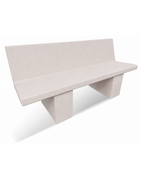 PANCHINA CON SPALLIERA IN CEMENTO CALCESTRUZZO PER ARREDO URBANO - COLORE BIANCO PIETRA - CM 170x56x68H - Conforme ai CAM