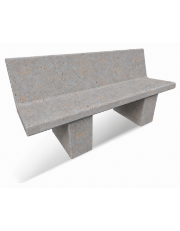 PANCHINA CON SPALLIERA IN CEMENTO CALCESTRUZZO PER ARREDO URBANO - COLORE GRIGIO TRAVERTINO  - CM 170x56x68H - Conforme ai CAM
