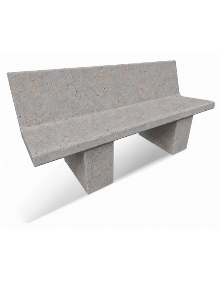 PANCHINA CON SPALLIERA IN CEMENTO CALCESTRUZZO PER ARREDO URBANO - COLORE GRIGIO TRAVERTINO  - CM 170x56x68H - Conforme ai CAM