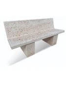 PANCHINA CON SPALLIERA IN CEMENTO CALCESTRUZZO PER ARREDO URBANO - COLORE BIANCO TRAVERTINO - CM 170x56x68H - Conforme ai CAM