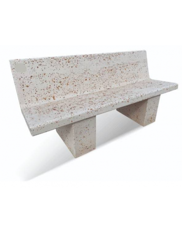 PANCHINA CON SPALLIERA IN CEMENTO CALCESTRUZZO PER ARREDO URBANO - COLORE BIANCO TRAVERTINO - CM 170x56x68H - Conforme ai CAM