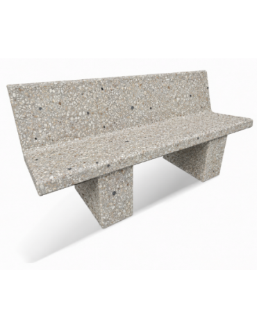 PANCHINA CON SPALLIERA IN CEMENTO CALCESTRUZZO PER ARREDO URBANO - COLORE GRIGIO SABBIATO - CM 170x56x68H - Conforme ai CAM