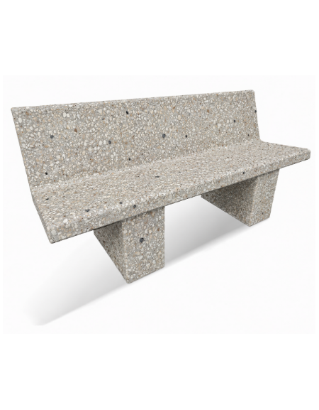 PANCHINA CON SPALLIERA IN CEMENTO CALCESTRUZZO PER ARREDO URBANO - COLORE GRIGIO SABBIATO - CM 170x56x68H - Conforme ai CAM