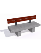 Panchina lineare in cemento calcestruzzo colore Grigio pietra - schienale in legno esotico - cm 180x60x85h - Conforme ai CAM