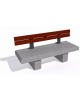 Panchina lineare in cemento calcestruzzo colore Grigio pietra - schienale in legno esotico - cm 180x60x85h - Conforme ai CAM