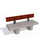 Panchina lineare in cemento calcestruzzo colore Grigio travertino - schienale in legno esotico - cm 180x60x85h - Conforme ai CAM
