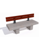 Panchina lineare in cemento calcestruzzo colore Grigio travertino - schienale in legno esotico - cm 180x60x85h - Conforme ai CAM