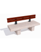 Panchina lineare in cemento calcestruzzo colore Bianco travertino - schienale in legno esotico - cm 180x60x85h - Conforme ai CAM