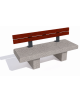 Panchina lineare in cemento calcestruzzo colore Bianco sabbiato - schienale in legno esotico - cm 180x60x85h - Conforme ai CAM