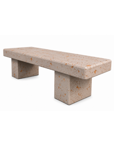 PANCHINA LINEARE PER ARREDO URBANO IN CEMENTO CALCESTRUZZO COLORE BIANCO TRAVERTINO - CM 180x60x45h - Conforme ai CAM