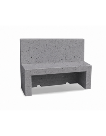 PANCHINA CON SCHIENALE PER ARREDO URBANO IN CEMENTO CALCESTRUZZO COLORE GRIGIO PIETRA - CM 170x50x100h