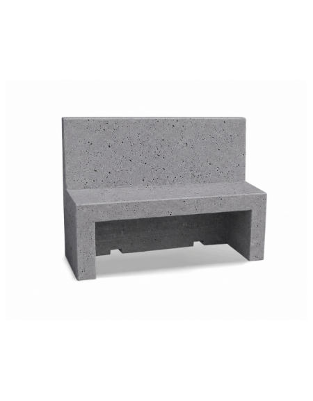 PANCHINA CON SCHIENALE PER ARREDO URBANO IN CEMENTO CALCESTRUZZO COLORE GRIGIO PIETRA - CM 170x50x100h