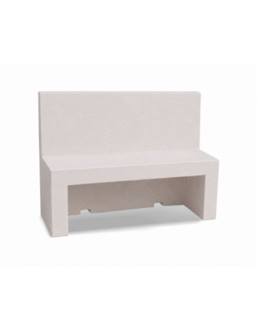 PANCHINA CON SCHIENALE PER ARREDO URBANO IN CEMENTO CALCESTRUZZO COLORE BIANCO PIETRA - CM 170x50x100h