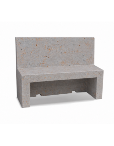PANCHINA CON SCHIENALE PER ARREDO URBANO IN CEMENTO CALCESTRUZZO COLORE GRIGIO TRAVERTINO - CM 170x50x100h
