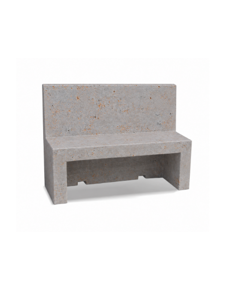 PANCHINA CON SCHIENALE PER ARREDO URBANO IN CEMENTO CALCESTRUZZO COLORE GRIGIO TRAVERTINO - CM 170x50x100h