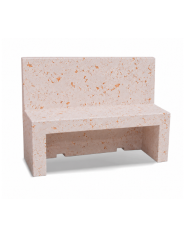 PANCHINA CON SCHIENALE PER ARREDO URBANO IN CEMENTO CALCESTRUZZO COLORE BIANCO TRAVERTINO - CM 170x50x100h