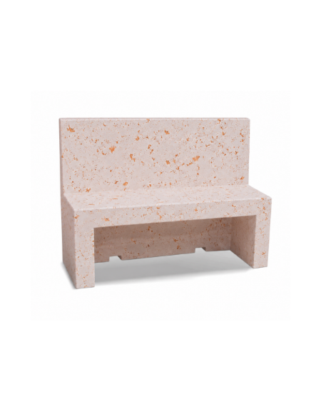 PANCHINA CON SCHIENALE PER ARREDO URBANO IN CEMENTO CALCESTRUZZO COLORE BIANCO TRAVERTINO - CM 170x50x100h