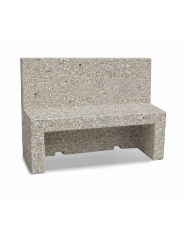 PANCHINA CON SCHIENALE PER ARREDO URBANO IN CEMENTO CALCESTRUZZO COLORE GRIGIO SABBIATO - CM 170x50x100h