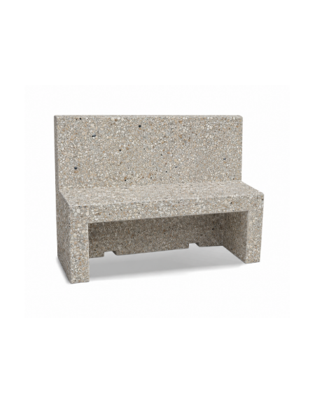 PANCHINA CON SCHIENALE PER ARREDO URBANO IN CEMENTO CALCESTRUZZO COLORE GRIGIO SABBIATO - CM 170x50x100h
