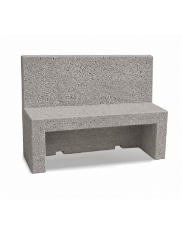 PANCHINA CON SCHIENALE PER ARREDO URBANO IN CEMENTO CALCESTRUZZO COLORE BIANCO SABBIATO - CM 170x50x100h