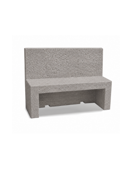 PANCHINA CON SCHIENALE PER ARREDO URBANO IN CEMENTO CALCESTRUZZO COLORE BIANCO SABBIATO - CM 170x50x100h
