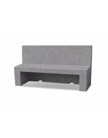 PANCHINA CON SCHIENALE PER ARREDO URBANO IN CEMENTO CALCESTRUZZO COLORE GRIGIO PIETRA - CM 180x50x100h - Conforme ai CAM