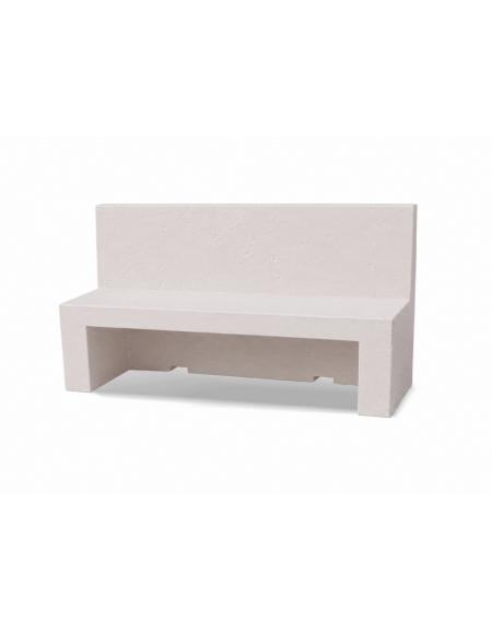 PANCHINA CON SCHIENALE PER ARREDO URBANO IN CEMENTO CALCESTRUZZO COLORE BIANCO PIETRA - CM 180x50x100h - Conforme ai CAM