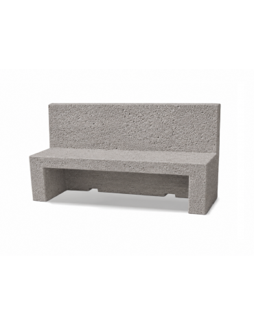 PANCHINA CON SCHIENALE PER ARREDO URBANO IN CEMENTO CALCESTRUZZO COLORE BIANCO SABBIATO - CM 180x50x100h - Conforme ai CAM