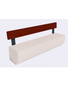 Panchina in cemento colore Bianco pietra, con frontale sagomato - schienale in legno - cm 200x41x80h - Conforme ai CAM