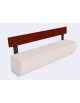 Panchina in cemento colore Bianco pietra, con frontale sagomato - schienale in legno - cm 200x41x80h - Conforme ai CAM