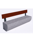 Panchina in cemento colore Grigio pietra, con frontale sagomato - schienale in legno - cm 200x41x80h - Conforme ai CAM