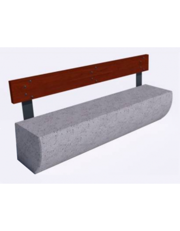 Panchina in cemento colore Grigio pietra, con frontale sagomato - schienale in legno - cm 200x41x80h - Conforme ai CAM