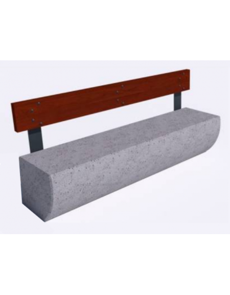 Panchina in cemento colore Grigio pietra, con frontale sagomato - schienale in legno - cm 200x41x80h - Conforme ai CAM