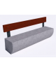 Panchina in cemento colore Grigio pietra, con frontale sagomato - schienale in legno - cm 200x41x80h - Conforme ai CAM