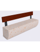 Panchina in cemento colore Bianco travertino, con frontale sagomato - schienale in legno - cm 200x41x80h - Conforme ai CAM