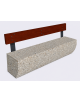 Panchina in cemento colore Grigio sabbiato, con frontale sagomato - schienale in legno - cm 200x41x80h - Conforme ai CAM