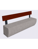 Panchina in cemento colore Bianco sabbiato, con frontale sagomato - schienale in legno - cm 200x41x80h - Conforme ai CAM