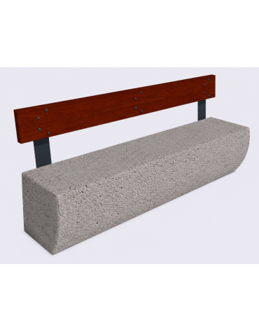 Panchina in cemento colore Bianco sabbiato, con frontale sagomato - schienale in legno - cm 200x41x80h - Conforme ai CAM