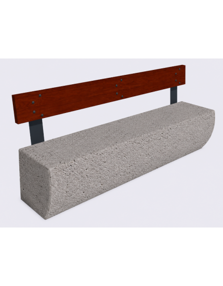 Panchina in cemento colore Bianco sabbiato, con frontale sagomato - schienale in legno - cm 200x41x80h - Conforme ai CAM