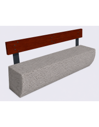 Panchina in cemento colore Bianco sabbiato, con frontale sagomato - schienale in legno - cm 200x41x80h - Conforme ai CAM