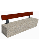 Panchina inclinata in cemento calcestruzzo colore Grigio sabbiato - schienale in legno esotico - cm 200x60x80h - Conforme ai CAM